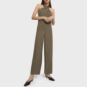 Theory Twisted Halter Jumpsuit NEW Willow Green Washed Japenese Twill Size 00